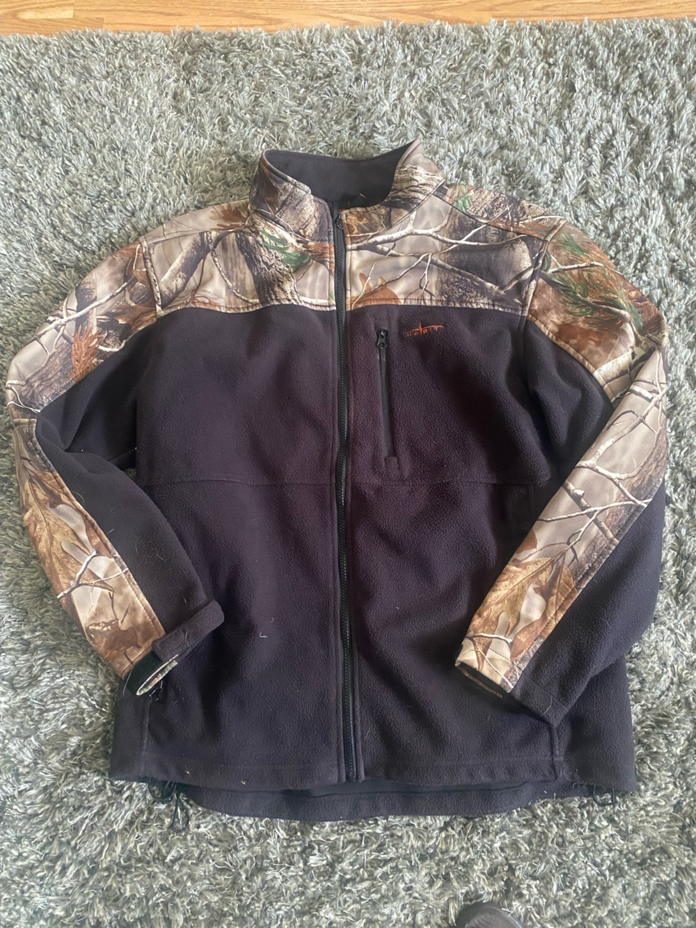 Camo Trim Black Fleece Jacket - Men's